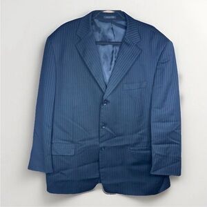 MANTONI Men’s 48R Virgin Wool Blazer Navy Striped Wrinkle Resistant Jacket Coat